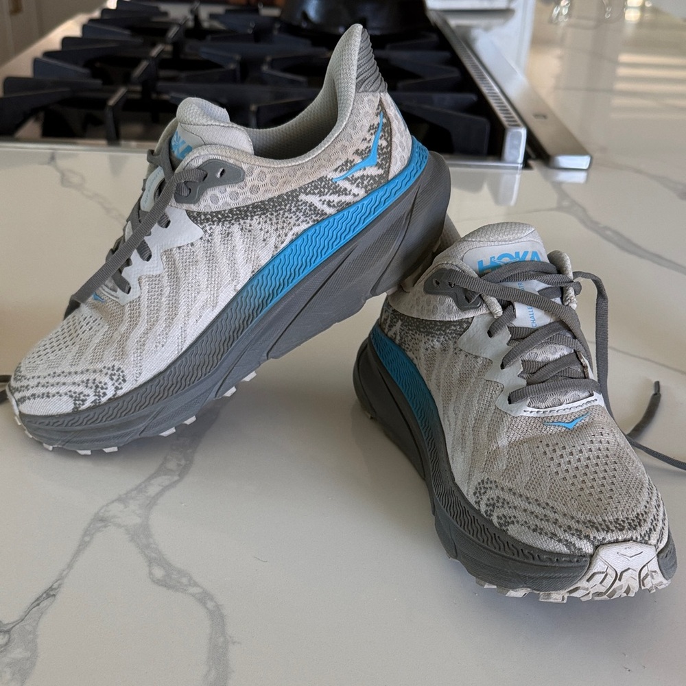 Hoka Gray and Teal Athletic Shoes